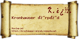 Kronhauser Árpád névjegykártya